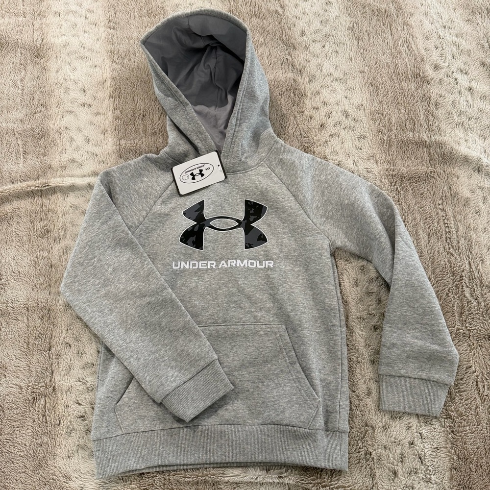 NWT Under Armour Kids Heather Gray Hoodie